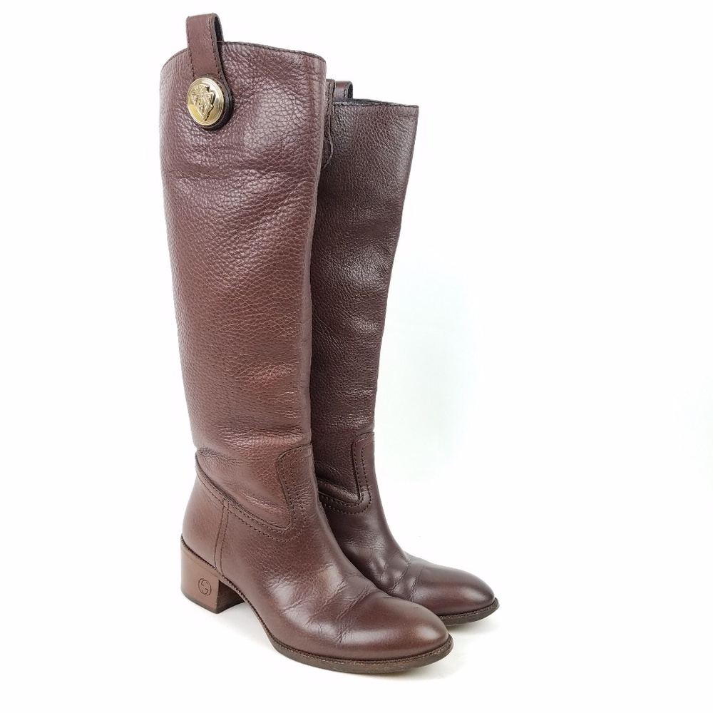 Gucci Brown Over the Knee Boots Sleek Leather Design